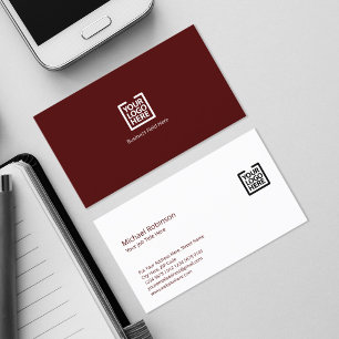 Carte De Visite Monogramme minimaliste avec logo sur Maroon