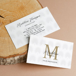 Carte De Visite Monogramme minimaliste blanc anahaw chic