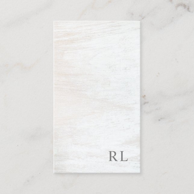 Carte De Visite Monogramme minimaliste chic Bois blanc rustique (Devant)