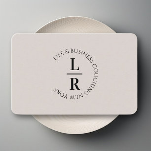 Carte De Visite Monogramme, minimaliste gris affaires beige