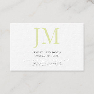 Carte De Visite Monogramme minimaliste moderne Luxe Papier Épais