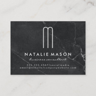 Carte De Visite Monogramme minimaliste moderne Marbre noir