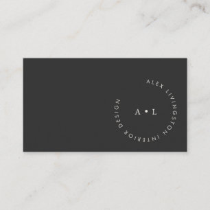 Carte De Visite Monogramme minimaliste moderne noir blanc