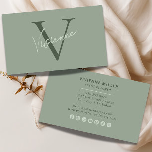 Carte De Visite Monogramme Minimaliste Moderne pour le Marketing P