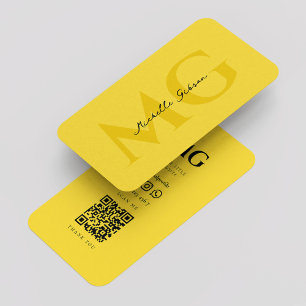 Carte De Visite Monogramme minimaliste simple et jaune