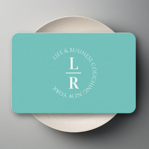 Carte De Visite Monogramme, minimaliste turquoise