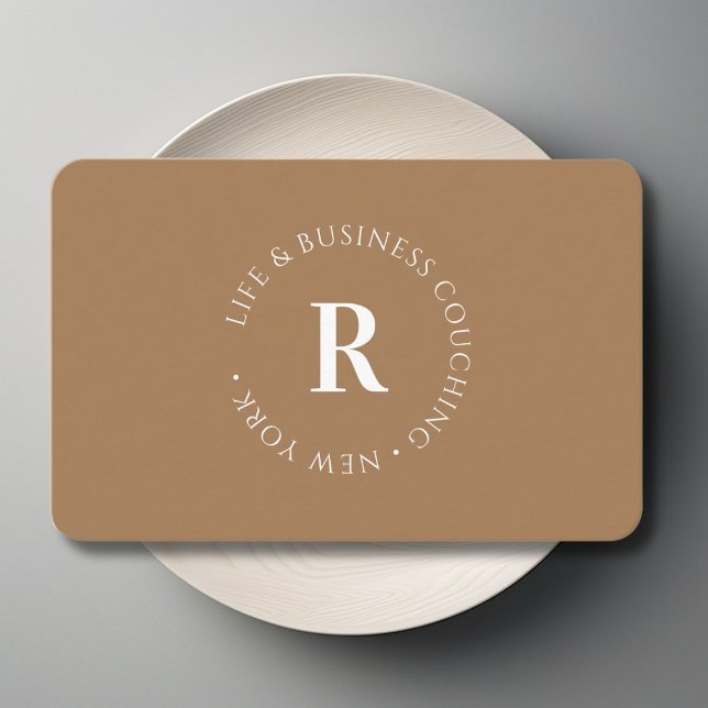 Carte De Visite Monogramme, minimum Brown (Monogram, Minimum Brown Business Card)