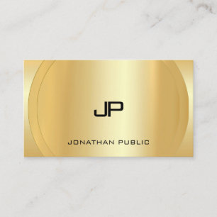 Carte De Visite Monogramme Modèle moderne Glamour Faux Gold