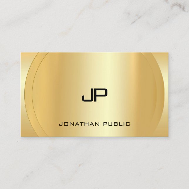 Carte De Visite Monogramme Modèle moderne Glamour Faux Gold (Devant)