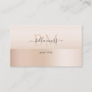 Carte De Visite Monogramme Modern Minimum Beige