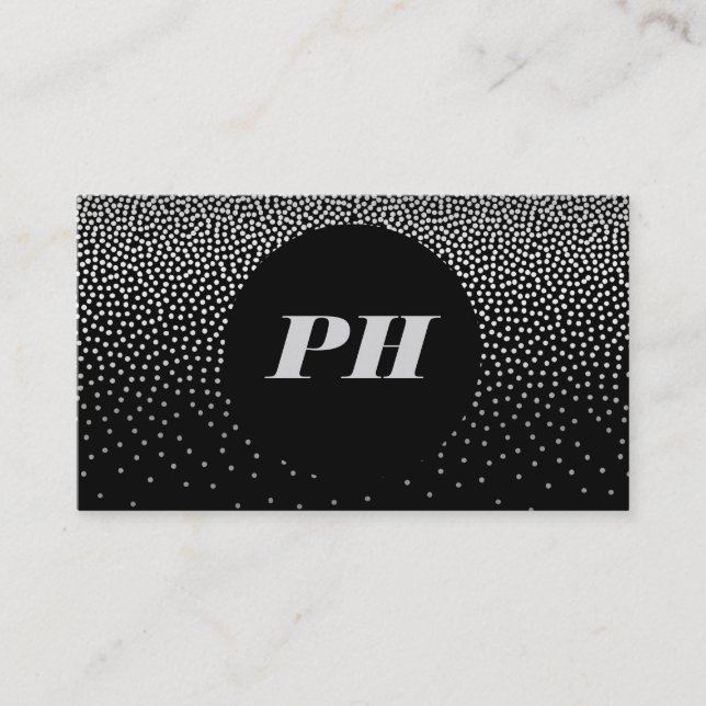 Carte De Visite Monogramme moderne avec Confetti élégant (Devant)
