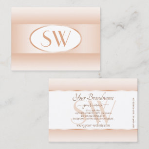 Carte De Visite Monogramme moderne blanc Pastel rose Ombre Oval Fr