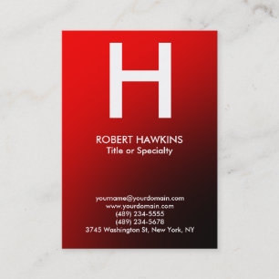 Carte De Visite monogramme moderne blanc rouge