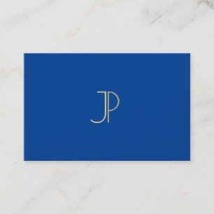 Carte De Visite Monogramme moderne bleu profond professionnel Él