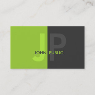 Carte De Visite Monogramme moderne de base de deux couleurs