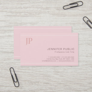 Carte De Visite Monogramme moderne élégant Élégant Consultant rose