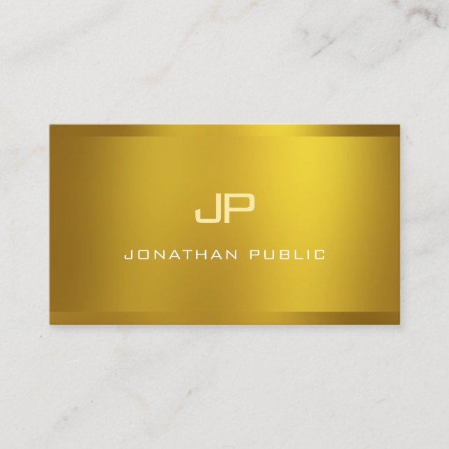 Carte De Visite Monogramme moderne Elegant Gold Look Professionnel (Devant)