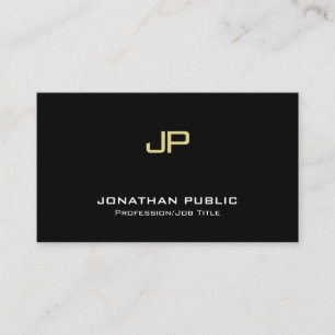 Carte De Visite Monogramme moderne élégant professionnel Black Gol