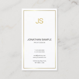 Carte De Visite Monogramme moderne élégant Trendy Gold Stripes
