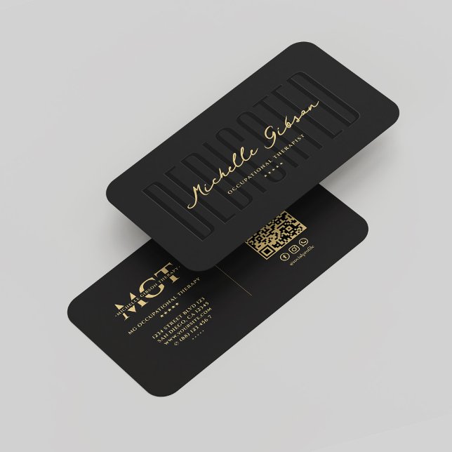 Carte De Visite Monogramme moderne ergothérapeute noir (Modern Monogram Occupational Therapist Black Business Card
)