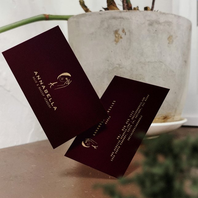 Carte De Visite Monogramme moderne Femme Face Line Art (Créateur téléchargé)