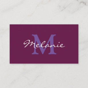 Carte De Visite Monogramme moderne Fuchsia rose et Lilac violet
