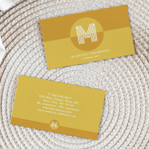 Carte De Visite Monogramme moderne géométrique Jaune de moutarde r