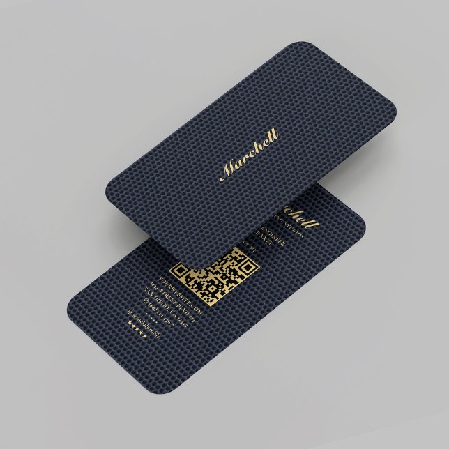 Carte De Visite Monogramme moderne Gold Professional Maillage bleu (Modern Monogram Gold Professional Dark Blue Mesh Business Card
)