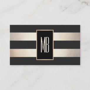 Carte De Visite Monogramme moderne Gratté Noir et FAUX Gold Foil
