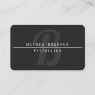 Carte De Visite Monogramme moderne homme, gris