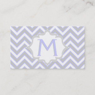 Carte De Visite monogramme moderne lavande violet, chevron gris