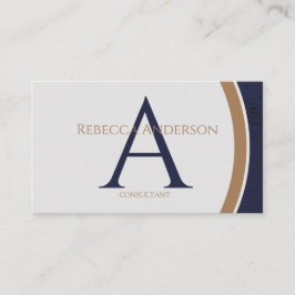 Carte De Visite Monogramme moderne marine, or et gris