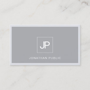 Carte De Visite Monogramme Moderne Minimaliste Élégant Gris Simple