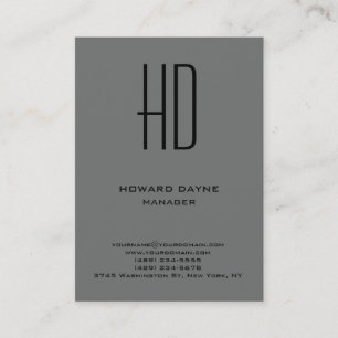 Carte De Visite Monogramme moderne moderne simple nickel gris