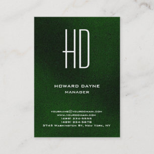 Carte De Visite Monogramme moderne moderne simple vert blanc