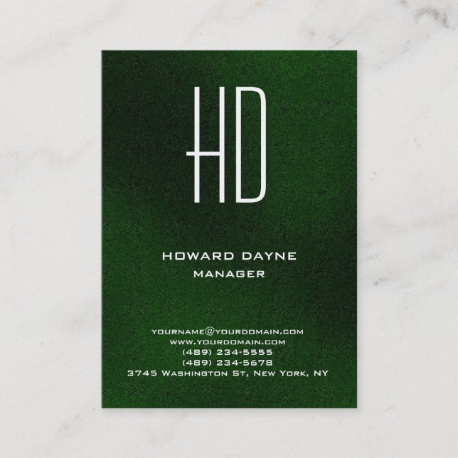 Carte De Visite Monogramme moderne moderne simple vert blanc (Devant)