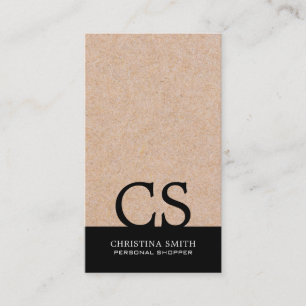 Carte De Visite Monogramme moderne Monogramme Kraft-Imprimer B&W T