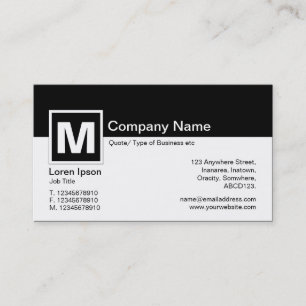 Carte De Visite Monogramme moderne - Noir et Blanc (Coquille d'oeu