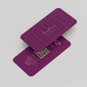 Carte De Visite Monogramme moderne Notaire Public Luxe Violet