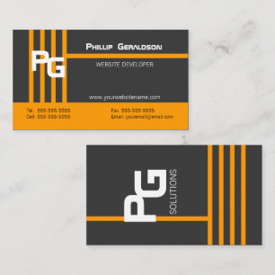 Carte De Visite Monogramme Moderne Orange