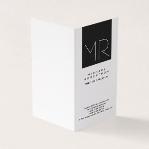 Carte De Visite Monogramme moderne professionnel noir et blanc