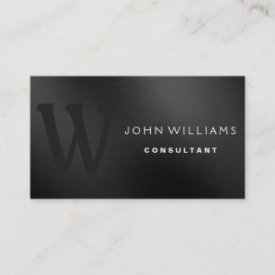 Carte De Visite Monogramme moderne professionnel sur le métal noir