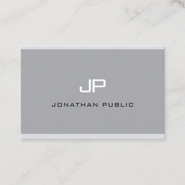 Carte De Visite Monogramme moderne Simple Elegant Grey Professiona (Devant)