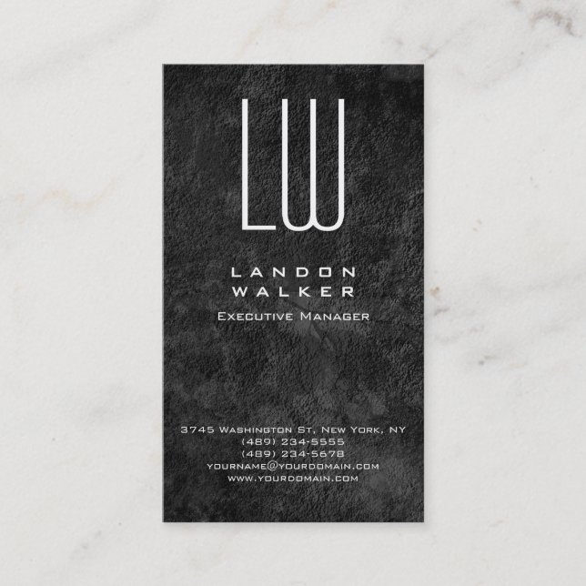 Carte De Visite Monogramme moderne simple professionnel gris verti (Devant)