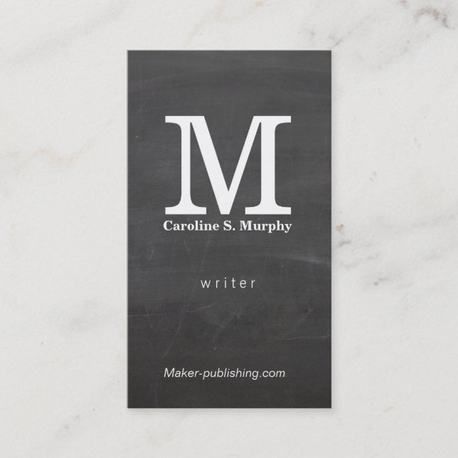 Carte De Visite Monogramme moderne (tableau noir) (Devant)