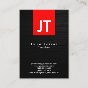 Carte De Visite Monogramme moderne tendance gris bois rouge