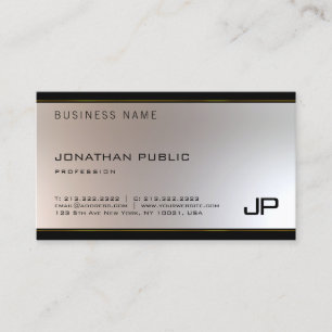 Carte De Visite Monogramme moderne unique Glamor Or Argent Nice