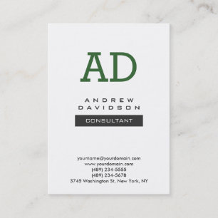 Carte de visite Monogramme moderne vert tendance b