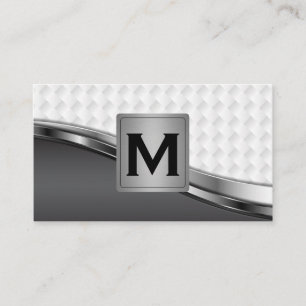 Carte De Visite Monogramme   Motif de tissage métallique