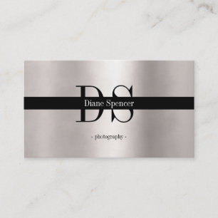Carte De Visite monogramme, noir argent minimaliste